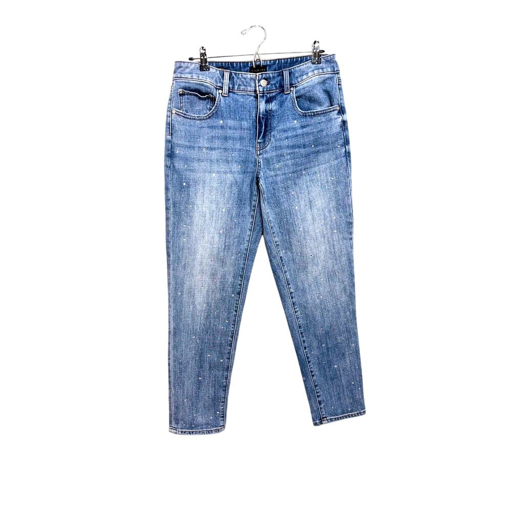 Talbots jeans embellished Everyday Relaxed blue stretch denim rhinestones Sz 6